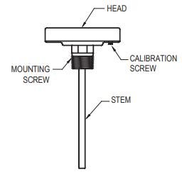 BOTTOM CONNECT BIMETAL THERMOMETER DRAWINGS