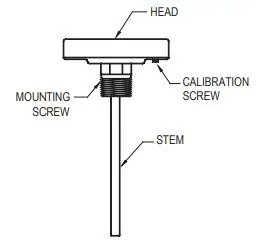 BOTTOM CONNECT BIMETAL THERMOMETER DRAWINGS