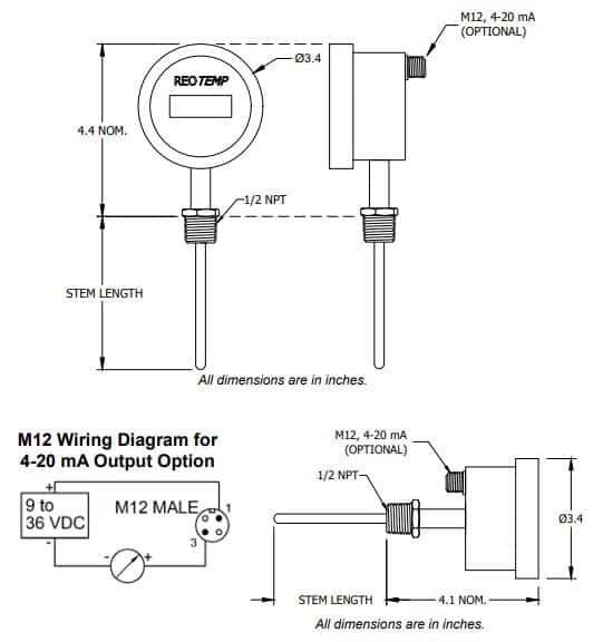 ภาพวาดของเครื่องส่งสัญญาณเทอร์โมมิเตอร์แบบดิจิตอล SI-DTM