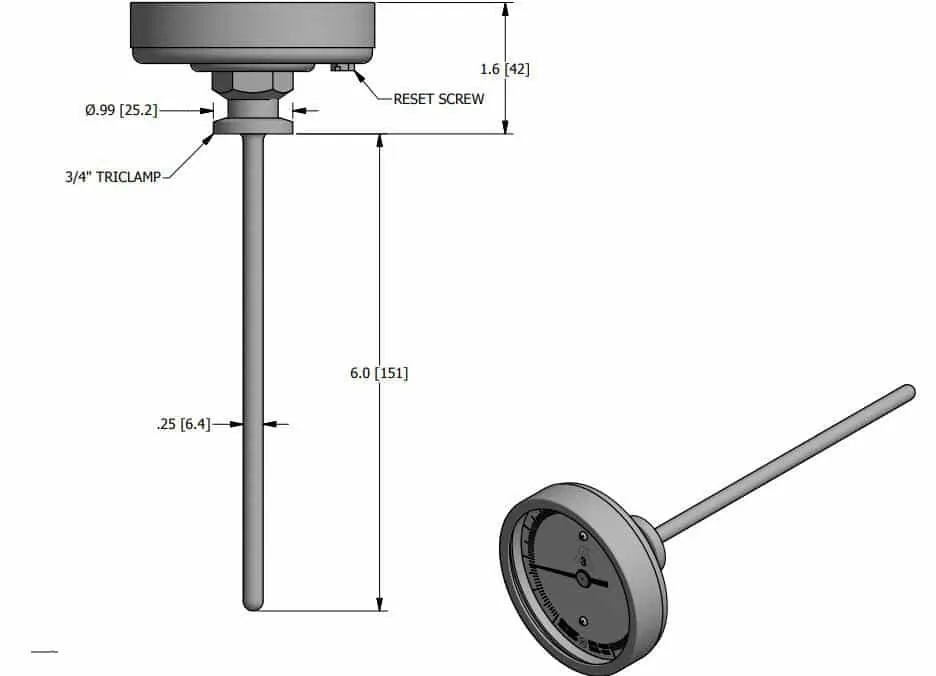 SANITARY BIMETAL THERMOMETER