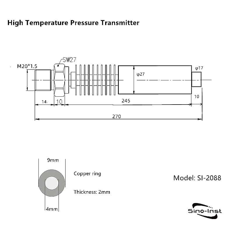 High-Temperature-Pressure-Transmitter-dimension-500℃