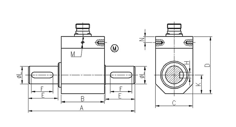 1050A Series Dynamic Torque Transducer Dimensions