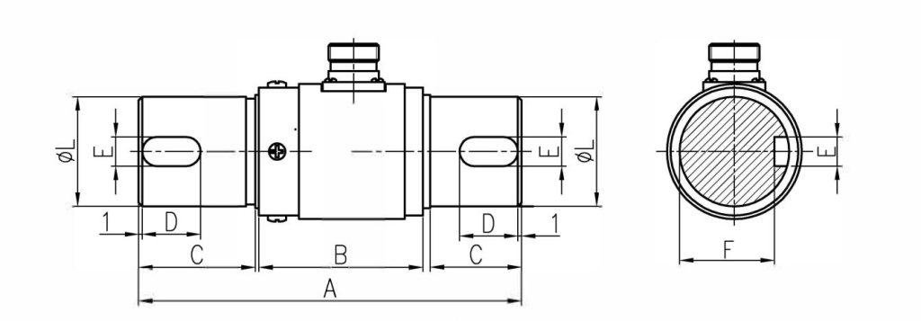 17 Reaction Torque Sensor - Keyed Shaft Dimensions