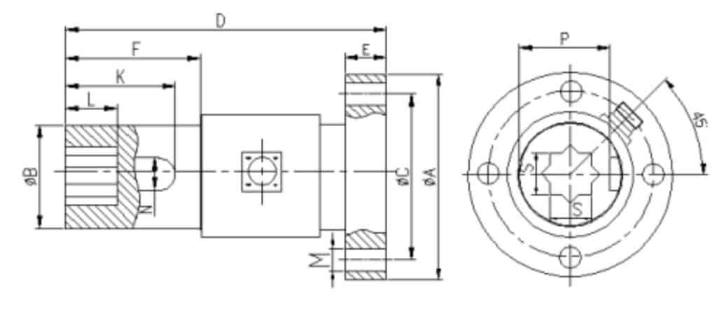 22 Static Torque Transducer with Internal Square-Flange Connection Dimensions