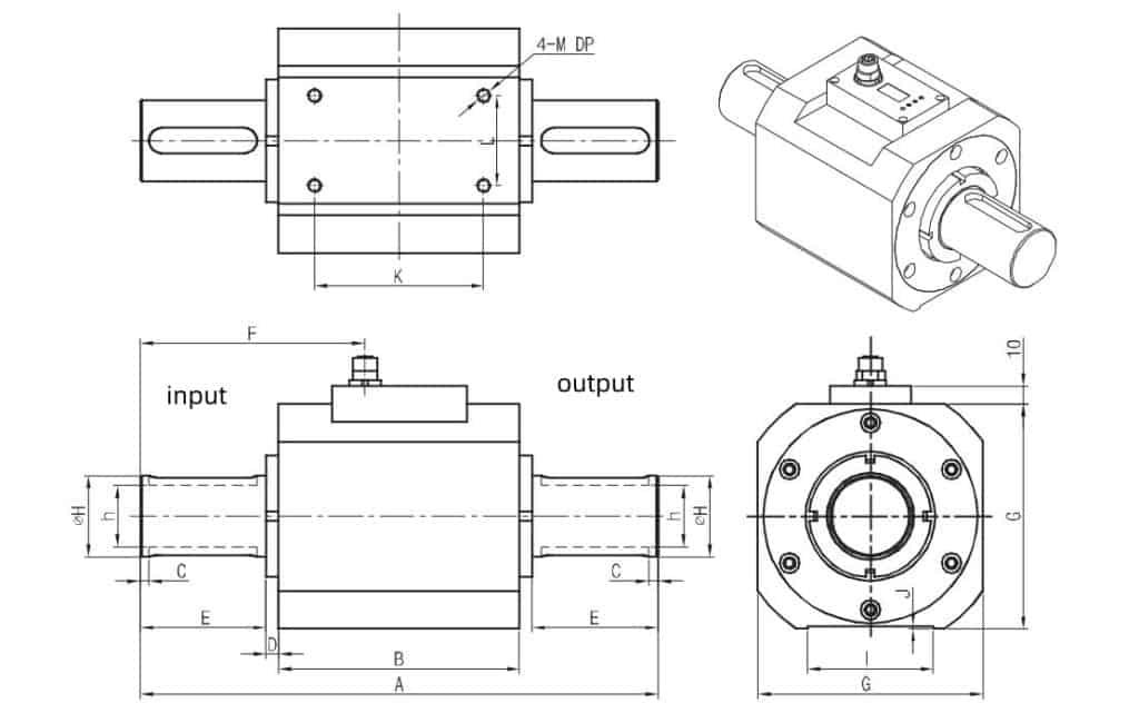 5069 Non Contact Torque Sensor for Dynamic Torque Measurement Dimensions