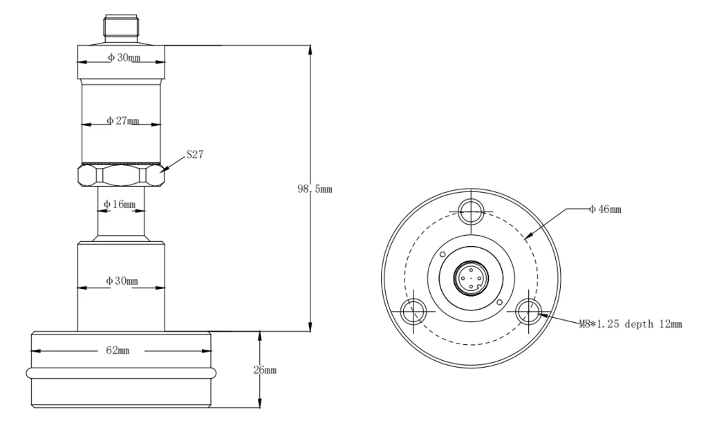 Shield boring machine Pressure Sensor Dimensions